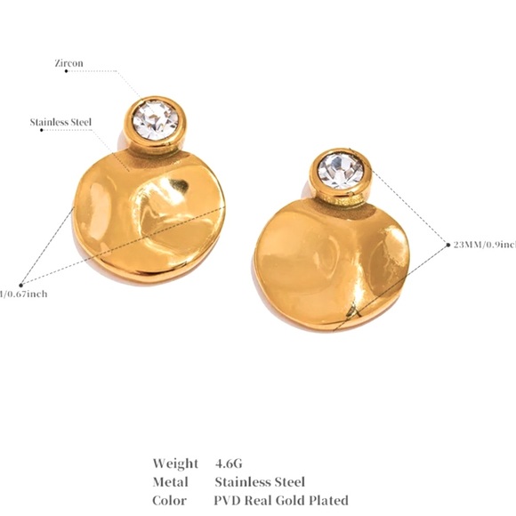 New Stainless Steel Round Stud Earrings with beautiful crystal stud earrings - Picture 4 of 6